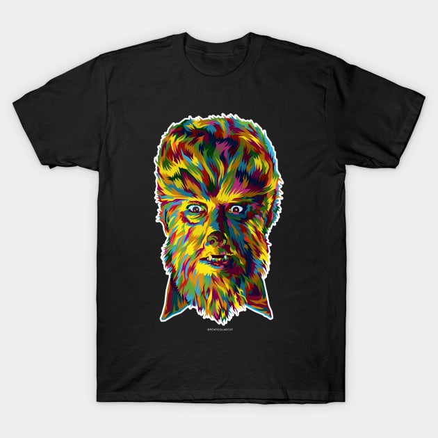 The Wolf Man (Full Colors Version) T-Shirt by pentoolarts